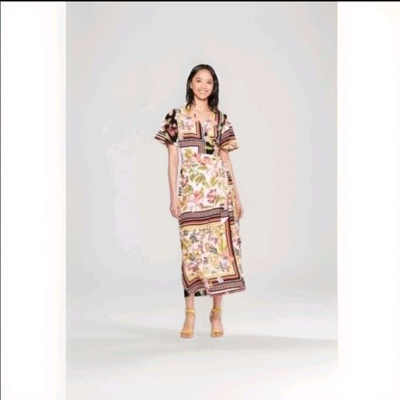 Who What Wear Wrap Maxi Dress Patchwork Floral Boho Cottagecore Medium - Picture 1 of 11